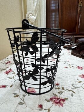 Black Wire Basket Candle Votive Holder Insects 6" Diameter